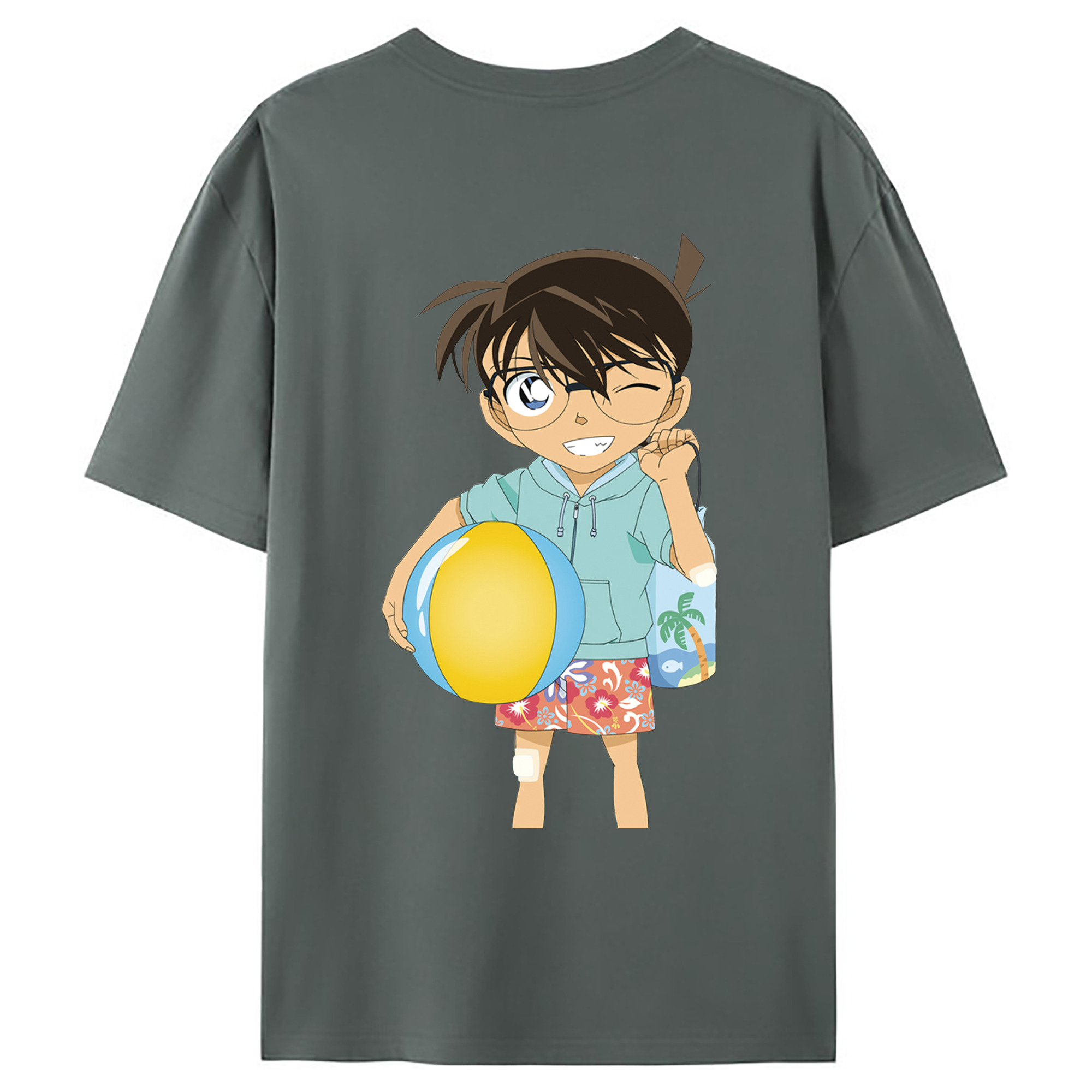 （画像用） 名探偵コナン 江戸川 コナン Detective Conan Conan Edogawa 綿100％ メンズ半袖Tシャツ（バックプリント） 通気性